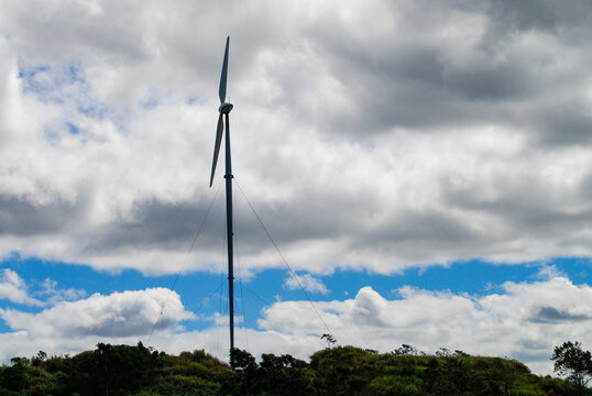 Wind turbine on hillside near Sigatoka, Viti Levu, Fiji