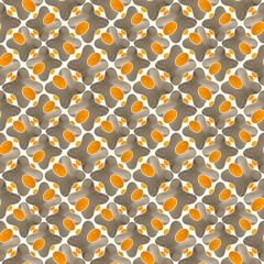 Seamless pattern with rounded geometric shapes on a white background. Plastic shapes in brownish colors.
Stylization of a biological cell with a nucleus.