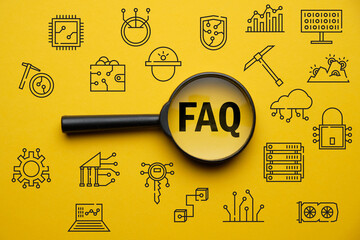Concept of questions and answers or faq on the cryptocurrency mining business