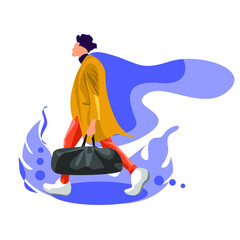 illustration of a person walking go to home