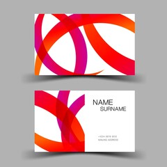 Colourful business card design, Contact card for company. Two sided. Vector illustration. 