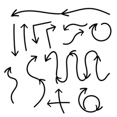 Isolated vector hand drawn arrows multidirectional on a white background.