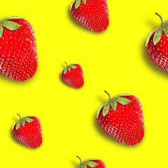 Ripe, juicy strawberries on a bright background. Seamless background.