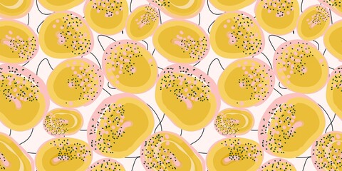 Sunny summer pattern. Bright yellow circles. Abstract seamless pattern. Trendy yellow 2021. Prints for fabrics and textiles. Children's clothing design.