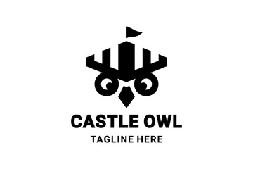 Vector logo Design Combination Owl and castle