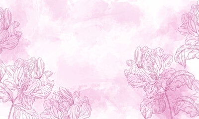 watercolor floral background with hand drawn flower elements