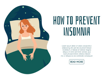 Web banner how to prevent insomnia with girl suffer from sleeplessness at night.