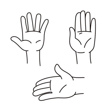 Hand collection - vector line illustration flat