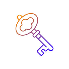 Key gradient linear vector icon. Vintage clef for opening lock. Solving puzzles, clues for riddles. Victorian key. Thin line color symbols. Modern style pictogram. Vector isolated outline drawing
