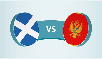 Scotland versus Montenegro, team sports competition concept.