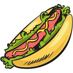 Vector hot dog illustration cartoon icon on white