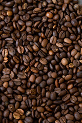 Close up of roasted coffee beans