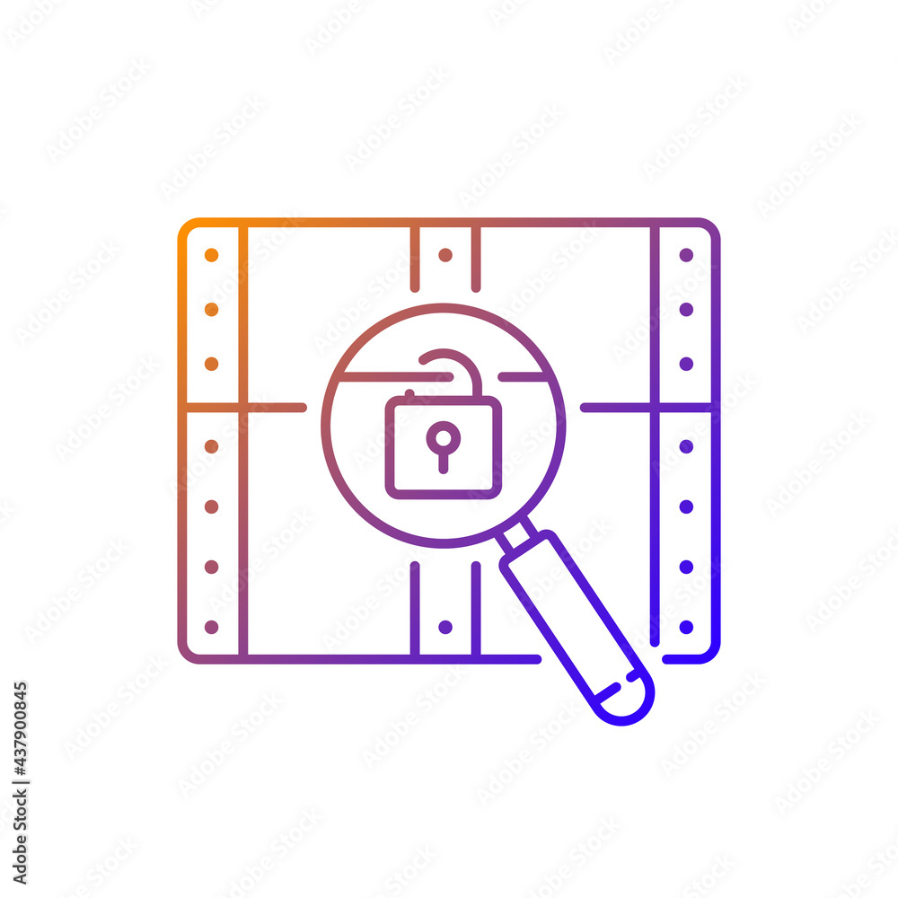 Poster chest with lock gradient linear vector icon. search for pirate treasure. open casket. solving puzzle