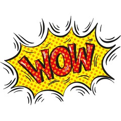 Wow speech bubble comic cartoon vector on white