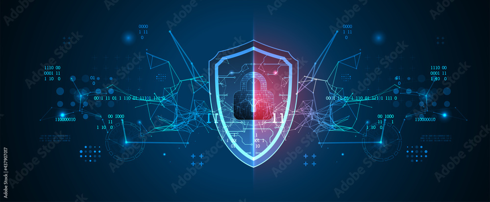Fototapete technological abstract background on the topic of information protection and computer security.