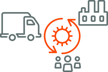 Supply chain scheme automatic management. Distribution, delivery and logistic vector illustrations. Warehouse management and storage system.