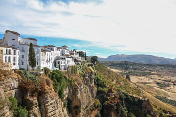 Beautiful and old city of Ronda , in South of Spain province of Malaga - Andalucía. The town is situated on two hills divided by a deep ravine containing the Grande River. Touristic travel destination