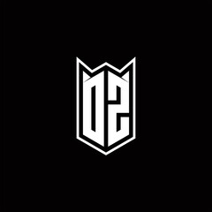 DZ Logo monogram with shield shape designs template