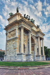 Fototapeta na wymiar Arco Della Pace in Milan, Italy