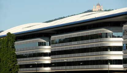 in the city the new building of the State University was built and a curious optical effect is...