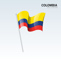 Colombia waving flag isolated on gray background