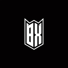 BX Logo monogram with shield shape designs template