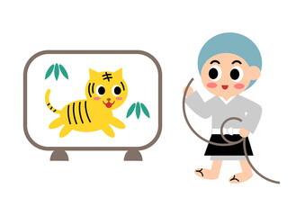 一休さんと虎 笑顔 イラスト