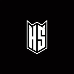 HS Logo monogram with shield shape designs template