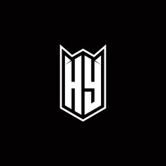 HY Logo monogram with shield shape designs template