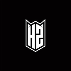 HZ Logo monogram with shield shape designs template