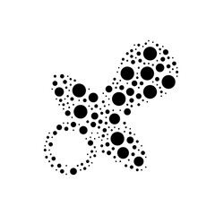 A large nipple symbol in the center made in pointillism style. The center symbol is filled with black circles of various sizes. Vector illustration on white background