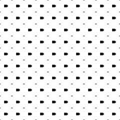 Square seamless background pattern from black video camera symbols are different sizes and opacity. The pattern is evenly filled. Vector illustration on white background