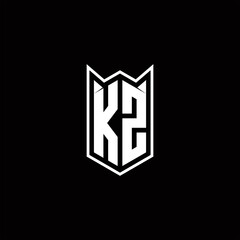 KZ Logo monogram with shield shape designs template