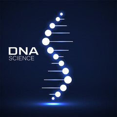 Neon logo Dna. Vector template for science and medicine