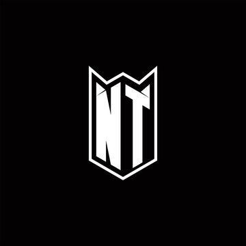 NT Logo monogram with shield shape designs template