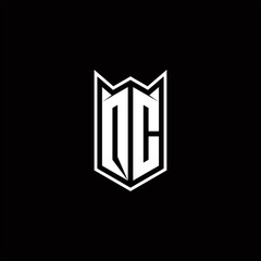 QC Logo monogram with shield shape designs template