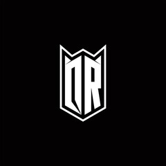 QR Logo monogram with shield shape designs template