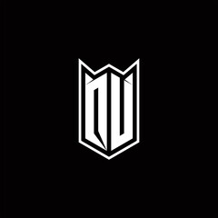 QU Logo monogram with shield shape designs template