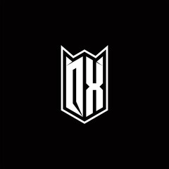 QX Logo monogram with shield shape designs template