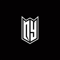 QY Logo monogram with shield shape designs template