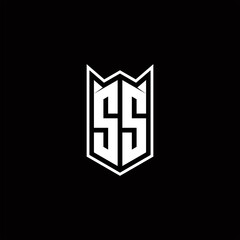 SS Logo monogram with shield shape designs template