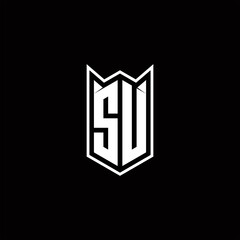 SU Logo monogram with shield shape designs template