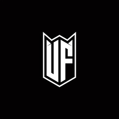 UF Logo monogram with shield shape designs template