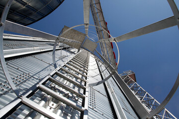 Naklejka premium Stainless steel grain silos. Agriculture.