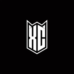 XC Logo monogram with shield shape designs template