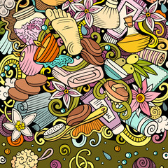 Bathroom hand drawn vector doodles illustration. Bath room frame card design.