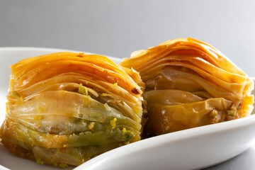 Turkish dessert baklava with pistachio