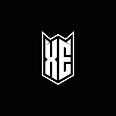 XE Logo monogram with shield shape designs template