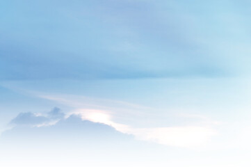 Blue sky with white cloud. The summer heaven is colorful clearing day Good weather and beautiful 
nature in the morning.