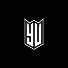 YU Logo monogram with shield shape designs template